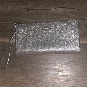 Sparkly Silver Coach Wristlet